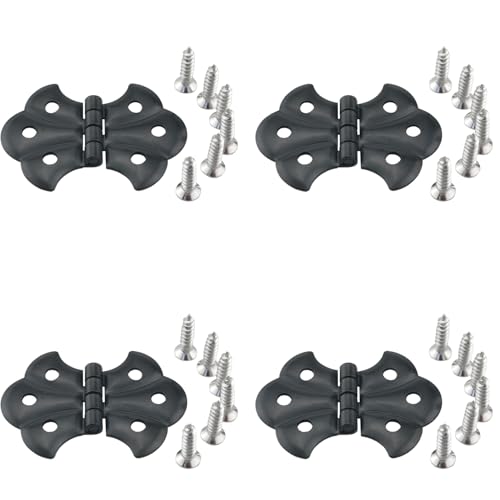 ZCZQC 4PCS Metal Butterfly Hinge Garden Door Hinge Heavy Duty Hedge Fence Hinge for Cabinet Box Construction Repair Black