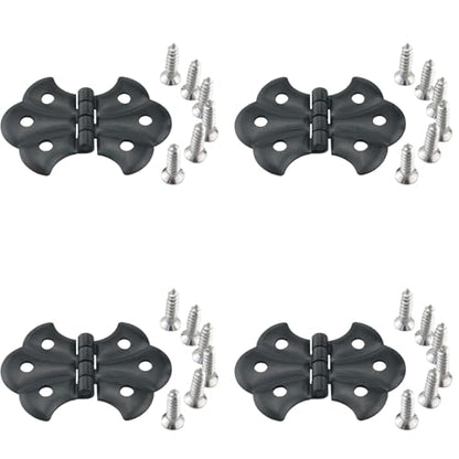 ZCZQC 4PCS Metal Butterfly Hinge Garden Door Hinge Heavy Duty Hedge Fence Hinge for Cabinet Box Construction Repair Black