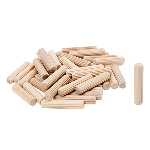 100 Pack 3/8" Wood Dowel Pins Grooved Hardwood Dowels for Furniture Joinery