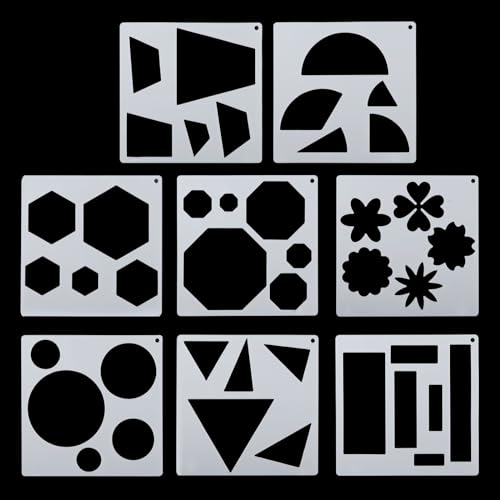 PATIKIL 16Pack Geometry Painting Stencils Paint Stencils Colorful