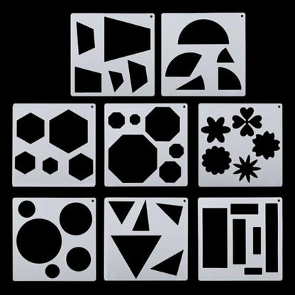 PATIKIL 16Pack Geometry Painting Stencils Paint Stencils Colorful