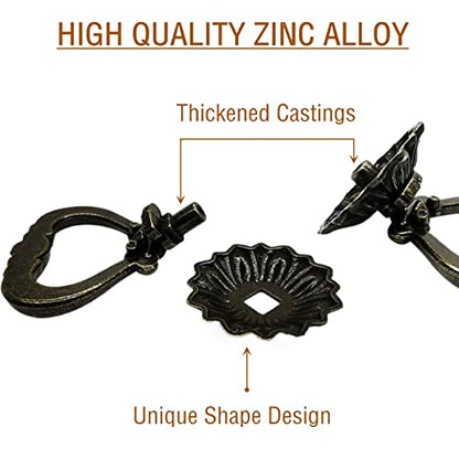 4 Pack Antique Brass Cabinet Pulls,Single Hole Drawer Pulls,Ring Handles