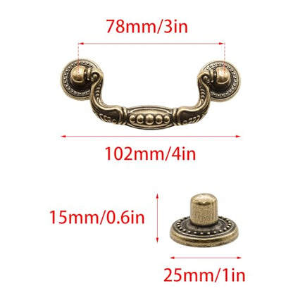 8 Pcs 3 Inch P02 Antique Brass(Gold) Cabinet Handle Drawer Pulls