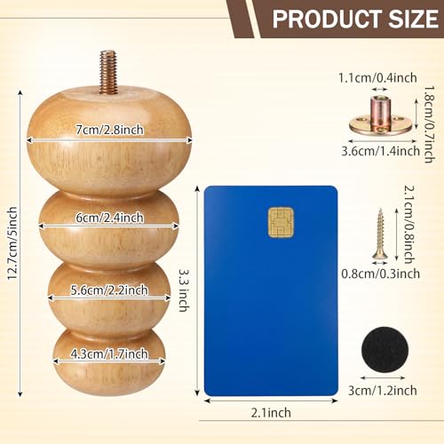 4 Pack Wood Bun Feet 5 Inch, Natural Dresser Legs for Sofa Cabinet - color: Natural, size: 5 Inch