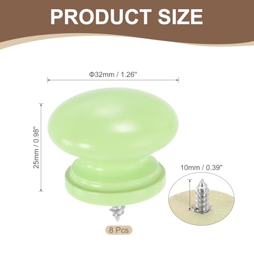 uxcell 8Pcs Round Wood Drawer Knob, 1.26" x 0.98" Self-Tapping Solid Wood Handle Round Cabinet Knob Mushroom Shape Wooden Knobs for Furniture Dresser Wardrobe, Green - color: Green, size: 1.26" x 0.98"