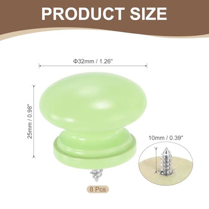 uxcell 8Pcs Round Wood Drawer Knob, 1.26" x 0.98" Self-Tapping Solid Wood Handle Round Cabinet Knob Mushroom Shape Wooden Knobs for Furniture Dresser Wardrobe, Green - color: Green, size: 1.26" x 0.98"