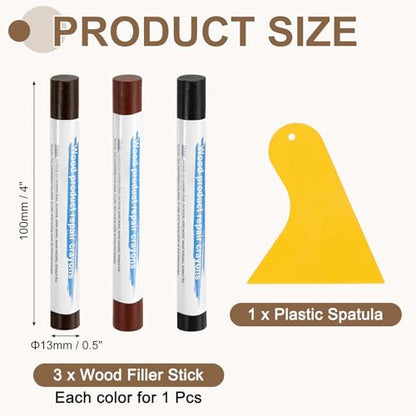 uxcell 3Pcs Wood Filler Sticks, Wax Crayons, 3 Colors Dark Wood Series - color: Dark Wood Series