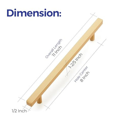 Ravinte Champagne Gold Handles Square Cabinet Hardware 8 Inch 10 Pack - size: 8" Hole Center