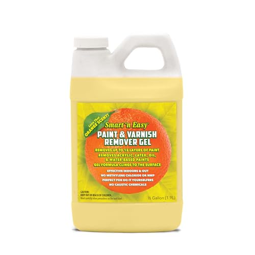 Smart 'n Easy Paint & Varnish Remover Gel - Do It Yourself Friendly Paint Remover - Strips Multiple Layers of Acrylic, Latex, Oil & Water-Based Paints & Varnishes - Orange Citrus Scent - 1/2 Gallon - size: 64 Fl Oz (Pack of 1)