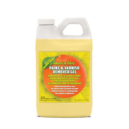Smart 'n Easy Paint & Varnish Remover Gel - Do It Yourself Friendly Paint Remover - Strips Multiple Layers of Acrylic, Latex, Oil & Water-Based Paints & Varnishes - Orange Citrus Scent - 1/2 Gallon - size: 64 Fl Oz (Pack of 1)