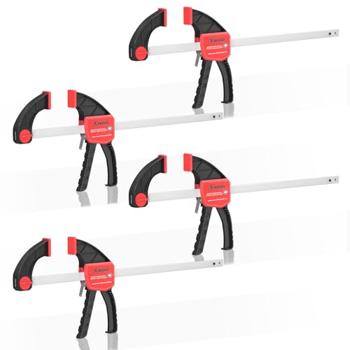 XINQIAO Bar Clamps for Woodworking 12 Inch (4) Wood Clamps Set, One-Handed Spreader with 150lbs for Stable and Reliable Fixing Solutions - size: 12IN 4PCS