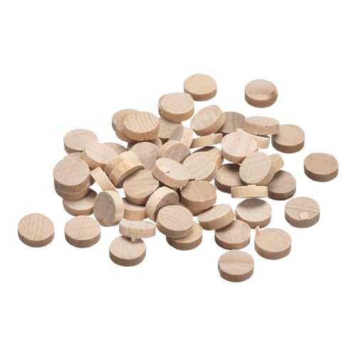 uxcell 60Pcs Flat Head Wood Plugs, 3/8 Inch Wooden Button Screw Plug Wood Plugs Screw Hole Covers for Furniture Tables Chairs - size: 3/8 Inch