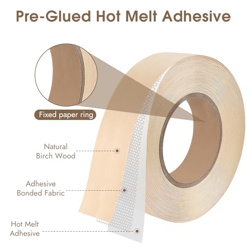 BEVTEE Wood Edge Banding 1.5 in × 50 ft, Iron on Birch Plywood Veneer Roll - color: wood, size: 1.5 inch x 50ft