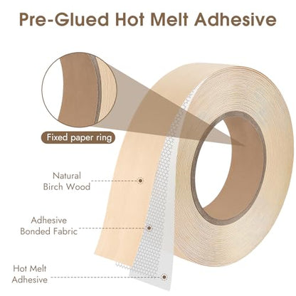 BEVTEE Wood Edge Banding 1.5 in × 50 ft, Iron on Birch Plywood Veneer Roll - color: wood, size: 1.5 inch x 50ft