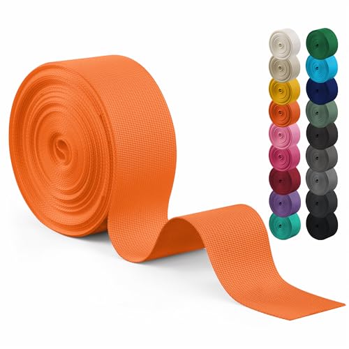 Polyester Webbing Strap 17+Colors – 1"&1.5"&2" – 10 Yards Heavy Duty Webbing Roll, Flat Webbing Strap for Indoor&Outdoor Gear, DIY Crafting, Repairing - color: Orange, size: 1.5"-10yards