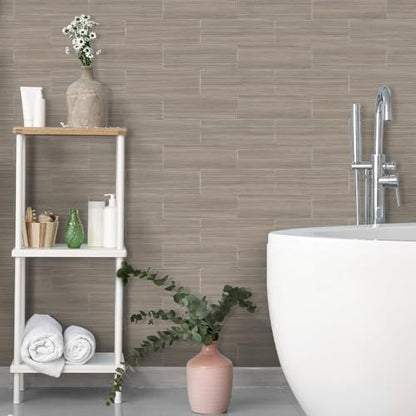 Tile Stickers for Kitchen, 12pcs Wooden Effect Wall Sticker 3D Wall Panels Peel and Stick Wall Tile Backsplash for Bathroom Retro Self Adhesive Waterproof Subway Tiles DIY-4"x12"