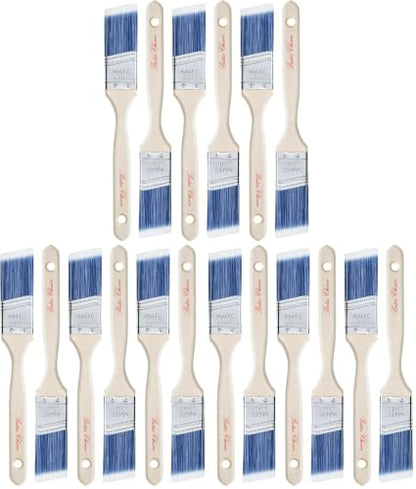 Bates 1.5-Inch Paint Brushes, 18 Pack - Treated Wood Handle, Stain & Wall Brushes, Furniture Paint Brush - color: Wood Handle Angle, size: 18 Pack, 1.5"