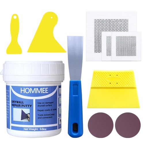 Drywall Repair Kit,Drywall Hole Patch Repair Kit,Wall Spackle Paste 9.8OZ to Fix Wall Surface Holes and Creak Damage with White Wall Repair Putty,Scraper,Sanding Pad Fill Quick and Easy Solution - color: 8-in-1 SET (1 Can of Spackle)