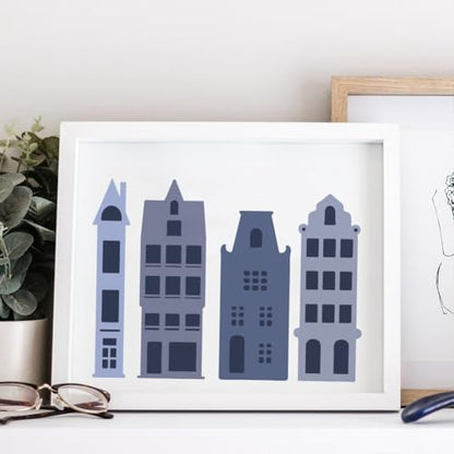 FINGERINSPIRE 6PCS Layered Buildings Painting Stencil with Plastic Brush 8.3x11.7inch Reusable Building Silhouette Template Decorative Architecture Theme Stencil for Adults Painting on Floor Furniture - style: Layered Buildings