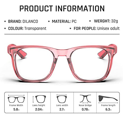 DILANCO Clear Safety Glasses Goggles With Side Shields for Women Men,Fog & Scratch-Resistant Complete UV Protection Eyewear - color: Pink