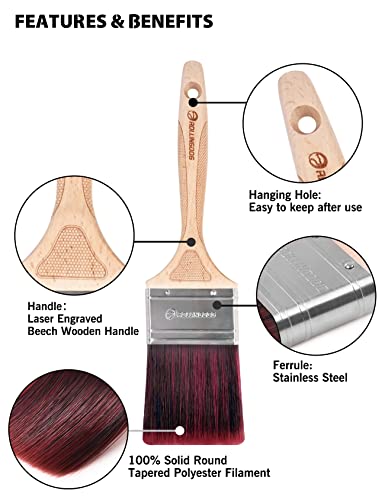 ROLLINGDOG 3pcs Paint Brush Set for Wall & Trim (1", 2", 3") - color: 3pc Multi Size