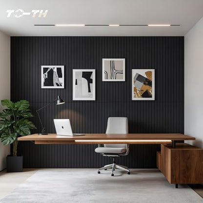 TO-TH Sound Absorbing Panels Wood Grain Acoustic Wall Panel 4 Pack, Smoky - color: Smoky, size: 4 pcs - 47.2'' * 23.6''