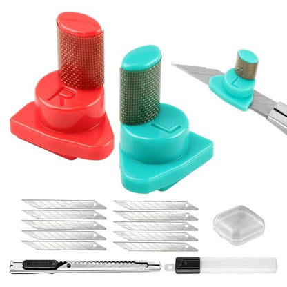 Film Cut Spacer Tool Set, Wrap Tool Cutting Spacer for Film Cut, 2 Pcs Left and Right Hand Edge Guide for Car Wrap Trimming, 2mm and 7mm Distance Cuts, with Utility Knife and 10 Blades