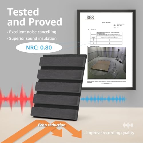 Art3d 4-Pack Fluted Acoustic Wood Slat Wall Panel, 107 x 8 Inch, Black - color: Matte Black, size: 4pcs - 107＊8in.