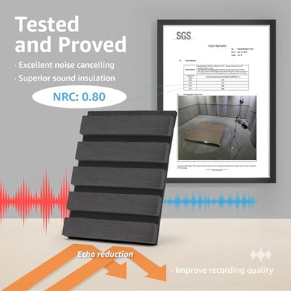 Art3d 4-Pack Fluted Acoustic Wood Slat Wall Panel, 107 x 8 Inch, Black - color: Matte Black, size: 4pcs - 107＊8in.