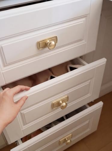 6Pack Champagne Bronze Cabinet Knobs with Backplate Drawer knobs - color: Champagne Bronze, style: Beadedge