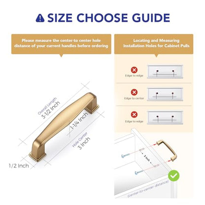 Ravinte Champagne Bronze Cabinet Handles Solid Cabinet Pulls 3 Inch 30 Pack - color: Champagne Bronze