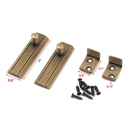 Bitray 2Pcs Solid Brass Slide Bolt 2 Inch Antique Door Latch Barrel Lock - style: 2pcs/Bronze/2 inch