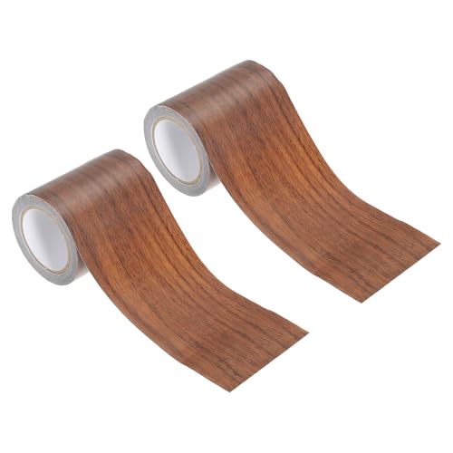 PATIKIL Wood Grain Repair Tape 3.15" X30', Self Adhesive Realistic Textured Repair Tape Patch for Floor Door Table Cabinets Desk, Dark Brown Oak - color: Dark Brown Oak, size: 3.15" x 30'
