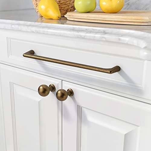 Amerdeco 10 Pack Antique Brass Cabinet Pulls 7.5" - color: Antique Brass, size: 7.5" hole center