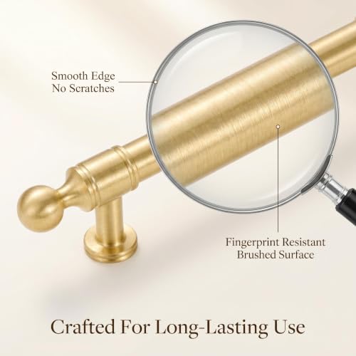 RZDEAL Heavy Duty Solid Brass Cabinet Pulls Handles, 4 Pack 5 Inch Gold Drawer Pulls for Dresser Kitchen Cupboard Bathroom,Brushed Brass Cabinets Hardware - size: 5 In(128mm)
