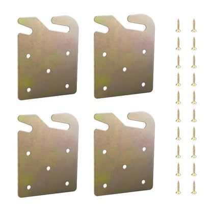 Bed Rail and Frame Hook Plates, Universal Hardware for Wooden Beds, 4pcs