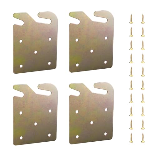 Bed Rail and Frame Hook Plates, Universal Hardware for Wooden Beds, 4pcs