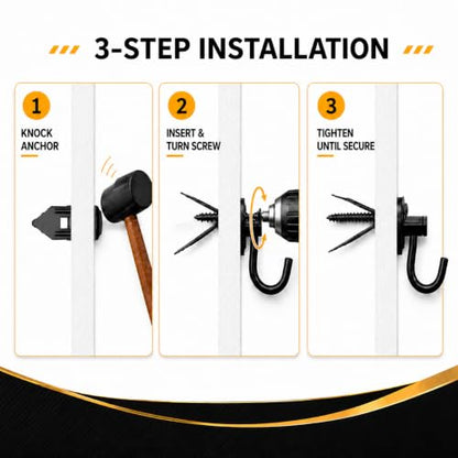 Jyphorixal 150Pcs Self Drilling Drywall Anchors with Screws Kit,Zinc Plated Steel,2 Sizes Expansion Screws and 2 Sizes Wall Anchors, Easy Application No Drill or Holes in Wall.(Electrophoretic Black) - size: Black 150Pcs 2Size kit