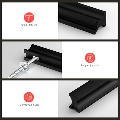 homdiy 10 Pack Adjustable Black Cabinet Pulls 2" to 8.8" (51-224mm) Adjustable Hole Distance Drawer Pulls - color: Black, size: 51-224mm
