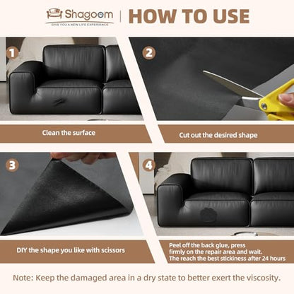 Leather Repair Kits, Large Vinyl Repair Patch for Couches Furniture - color: Black, size: 17X79 inch
