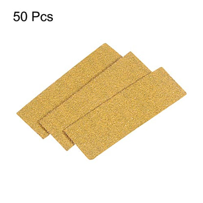 HARFINGTON 50pcs Micro Sander Paper 40 Grit 3.5x1.2 Inch Mini Sanding Sheets Strips Hook Loop Sandpapers for Wood Metal Small Projects Tight Spaces Polish Work - size: 3.5 x 1.2 inch