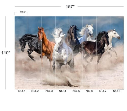 Mystical Galloping Wild Horses Sand Scenery Peel & Stick Wallpaper - color: No.13, size: 157" x 110"