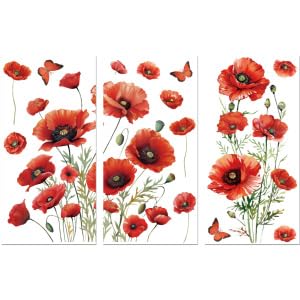 Peacoblue Papaver Rhoeas Rub On Transfers for Furniture Craft 6"x12" - style: Papaver Rhoeas
