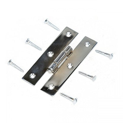 Renovators Supply Manufacturing H Cabinet Hinges 3.5 in. Chrome Finish Solid Cast Brass Kitchen Cabinet Hinge with Hardware Pack of 6