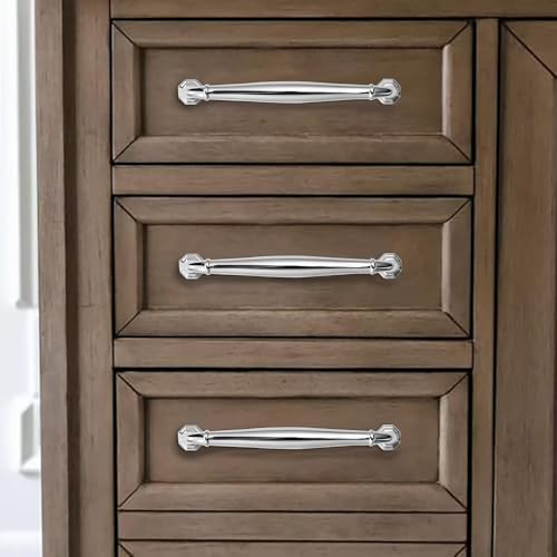 khtumeware 10 Pack 3 Inch(76mm) Polished Chrome Cabinet Pulls Heavy Duty Solid Cabinet Handles Heavy Duty Solid Cabinet Hardware for Cupboard Drawer Pulls Dresser Handle - color: Polished Chrome, size: 3 inch Hole Center