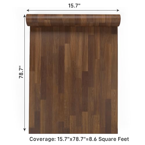 VaryPaper 15.7''x78.7'' Butcher Block Contact Paper Peel and Stick Countertops Waterproof Wallpaper Removable Self Adhesive Wood Grain Vinyl Wrap for Cabinets Table Desk Walls - color: Dark Brown, size: 15.7" x 78.7"