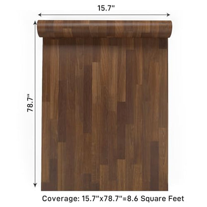 VaryPaper 15.7''x78.7'' Butcher Block Contact Paper Peel and Stick Countertops Waterproof Wallpaper Removable Self Adhesive Wood Grain Vinyl Wrap for Cabinets Table Desk Walls - color: Dark Brown, size: 15.7" x 78.7"