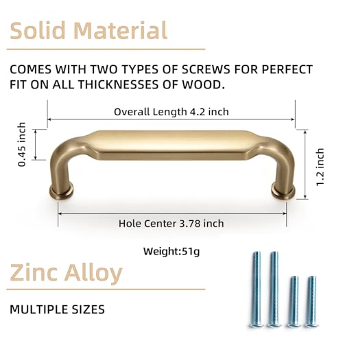 Goo-Ki 6 Pack 3-3/4 Inch （96mm） Hole Center Cabinet Pulls Champagne Bronze Zinc Alloy Kitchen Drawer Pulls Drawer Handles 4.2 Inch Length 2202-UBR-96 - color: Champagne Bronze, size: 3-3/4 Inch Hole Centers