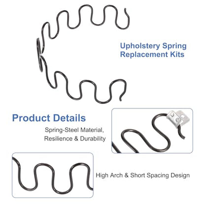 uxcell 2Sets Upholstery Spring Replacement Kits, 15.75" Sagging Cushions Repair Kit with Clips Nails for Furniture Sofa Recliner Chair
