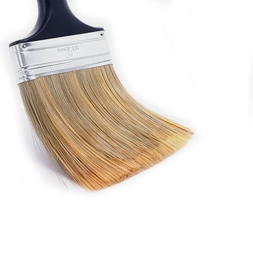 5 Pieces 4 Inch Paint Brushes,Flat Painting Brush Tool with Treated Plastic Handle for Home Furniture DIY Paint,Wood Cabinet,Fences,Deck and Wall Trim - size: 4 inch